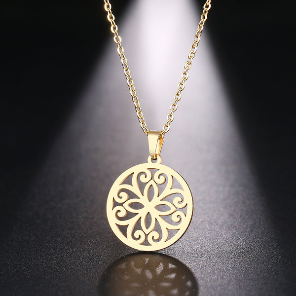 Openwork Pattern Pendant Necklace, Women's  Jewelry