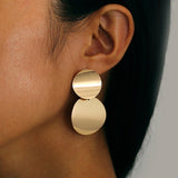 Gold Round Earrings, Women Jewelry