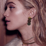 Gold Round Earrings, Women Jewelry