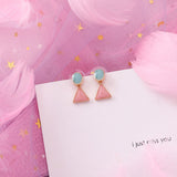 Pink Geometric Earrings, Women's Jewelry