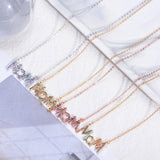 Women's initial necklace rainbow