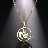 Jumping Cat Choker Pendant Necklace, Women's Jewelry