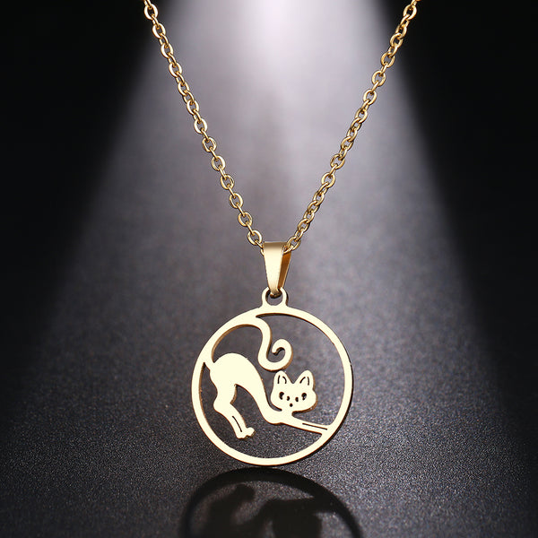 Jumping Cat Choker Pendant Necklace, Women's Jewelry