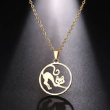 Jumping Cat Choker Pendant Necklace, Women's Jewelry