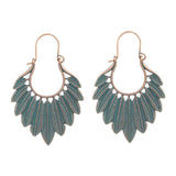 Vintage Ethnic Long Metal Leaf Big Drop Earrings, Women's Jewelry