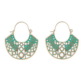 Vintage Ethnic Long Metal Leaf Big Drop Earrings, Women's Jewelry