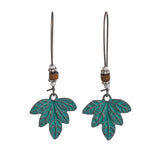 Vintage Ethnic Long Metal Leaf Big Drop Earrings, Women's Jewelry