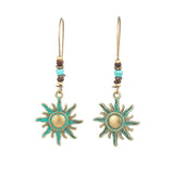 Vintage Ethnic Long Metal Leaf Big Drop Earrings, Women's Jewelry