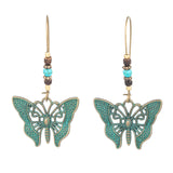 Vintage Ethnic Long Metal Leaf Big Drop Earrings, Women's Jewelry