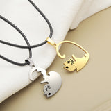Cute Couple Cat Pendant Necklace, Women's Jewelry
