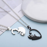 Cute Couple Cat Pendant Necklace, Women's Jewelry
