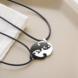 Cute Couple Cat Pendant Necklace, Women's Jewelry