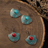 Vintage Ethnic Long Metal Leaf Big Drop Earrings, Women's Jewelry