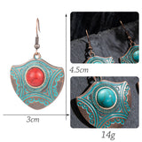 Vintage Ethnic Long Metal Leaf Big Drop Earrings, Women's Jewelry