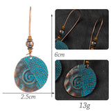 Vintage Ethnic Long Metal Leaf Big Drop Earrings, Women's Jewelry