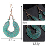 Vintage Ethnic Long Metal Leaf Big Drop Earrings, Women's Jewelry