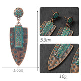 Vintage Ethnic Long Metal Leaf Big Drop Earrings, Women's Jewelry