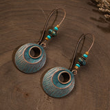 Vintage Ethnic Long Metal Leaf Big Drop Earrings, Women's Jewelry