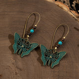 Vintage Ethnic Long Metal Leaf Big Drop Earrings, Women's Jewelry