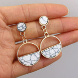 Round Dangle Drop Korean Earrings For Women