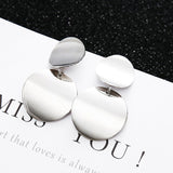 Round Dangle Drop Korean Earrings For Women