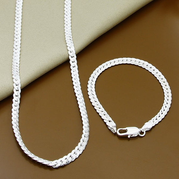 Sideways Necklace Bracelet Sets, Women/Men's Jewelry