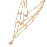 Bohemian Shell Crystal Multilayer Necklace, Women's Jewelry