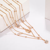 Bohemian Shell Crystal Multilayer Necklace, Women's Jewelry