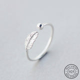 Silver Cute Feather Ring, Women's Jewelry