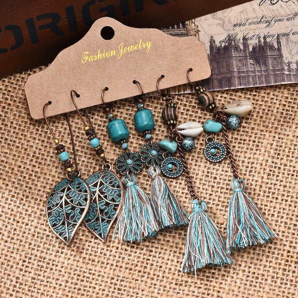 Multiple 3 Pairs Drop Earrings Set, Women's Jewelry