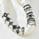 Black Rhinstone Crystal Finger Ring Set, Women's Jewelry