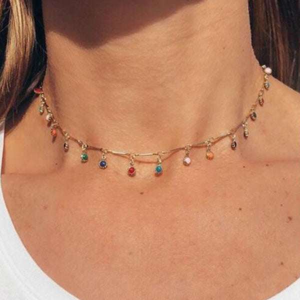 Crystal Beads Pendant Necklace, Women's Jewelry