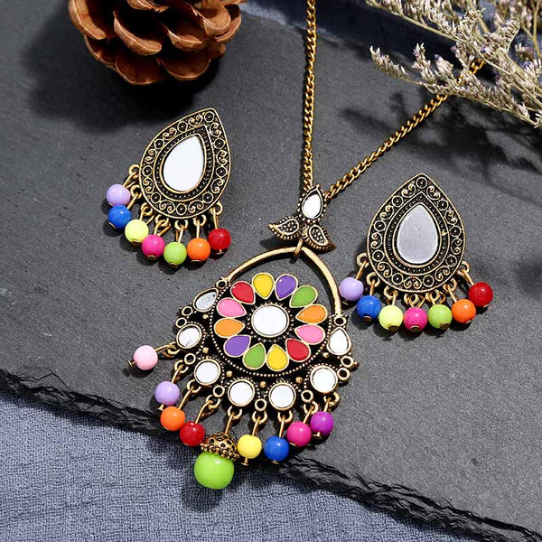 Vintage Colorful Ring/Necklace Sets, Women's Jewelry