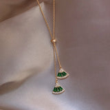 Classic Green Geometric Necklace, Women's Jewelry