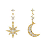 Crystal Star-Moon Earrings, Women's Jewelry