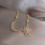 Crystal Star-Moon Earrings, Women's Jewelry