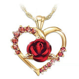 Heart Rose Pendant Necklace, Women's Jewelry