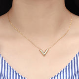 V Letter Pendant Necklace, Women's Jewelry