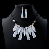 Luxury Long Charm Necklace Earrings Set, Women's Jewelry