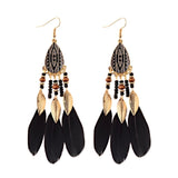 Bohemian Feather Tassel Earrings, Women's Jewelry