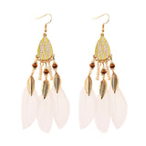 Bohemian Feather Tassel Earrings, Women's Jewelry