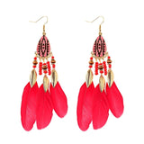 Bohemian Feather Tassel Earrings, Women's Jewelry
