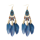 Bohemian Feather Tassel Earrings, Women's Jewelry