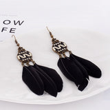 Bohemian Feather Tassel Earrings, Women's Jewelry