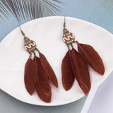 Bohemian Feather Tassel Earrings, Women's Jewelry
