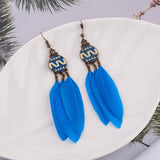 Bohemian Feather Tassel Earrings, Women's Jewelry