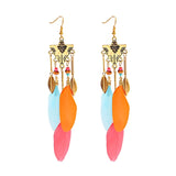 Bohemian Feather Tassel Earrings, Women's Jewelry