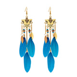 Bohemian Feather Tassel Earrings, Women's Jewelry
