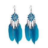 Bohemian Feather Tassel Earrings, Women's Jewelry