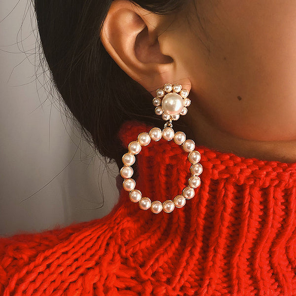 Round Pearl Earrings, Women's Jewelry